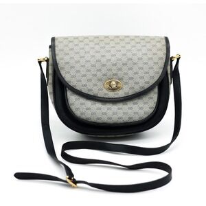 Gucci GG Sherry Navy Blue Vintage Crescent Crossbody
